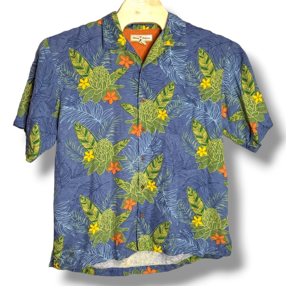 Tommy Bahama Navy Blue Tropical Floral Short-Sleeve Button-Down